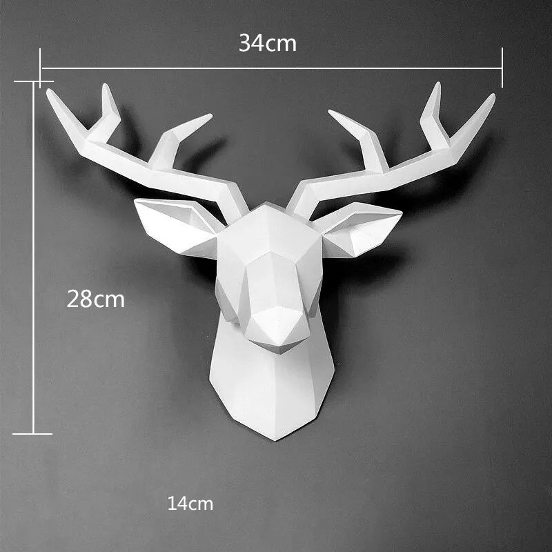 Modern 3D Deer Head Wall Decor and Sculpture