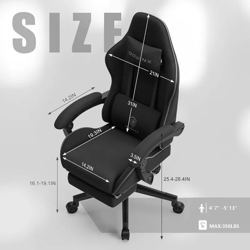 Fabric Gaming Chair with Massage & Footres