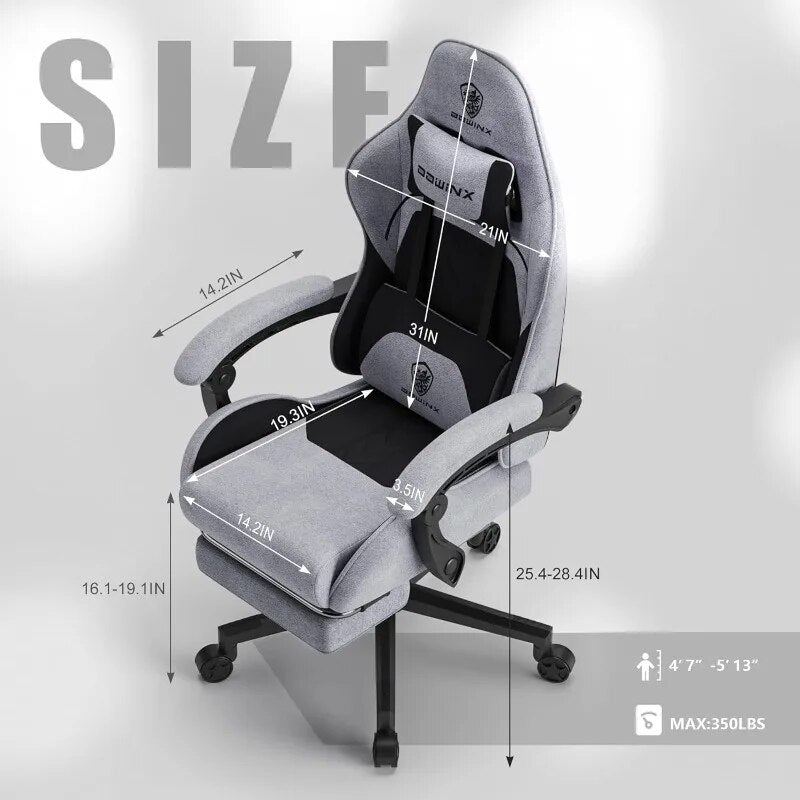 Fabric Gaming Chair with Massage & Footres