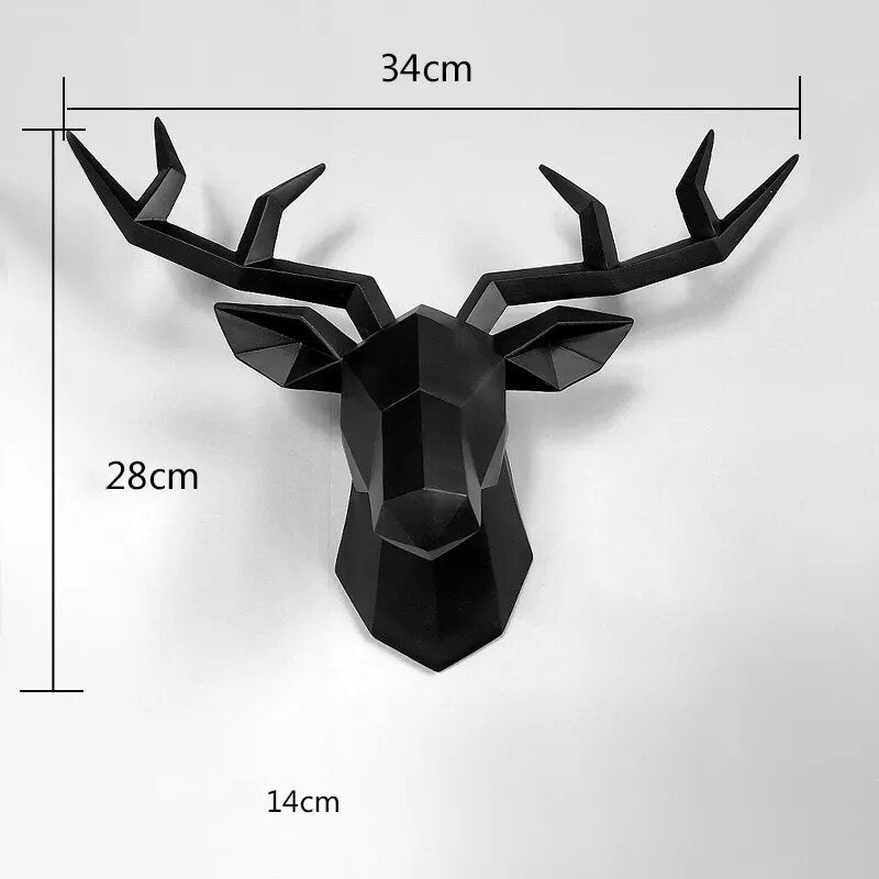 Modern 3D Deer Head Wall Decor and Sculpture