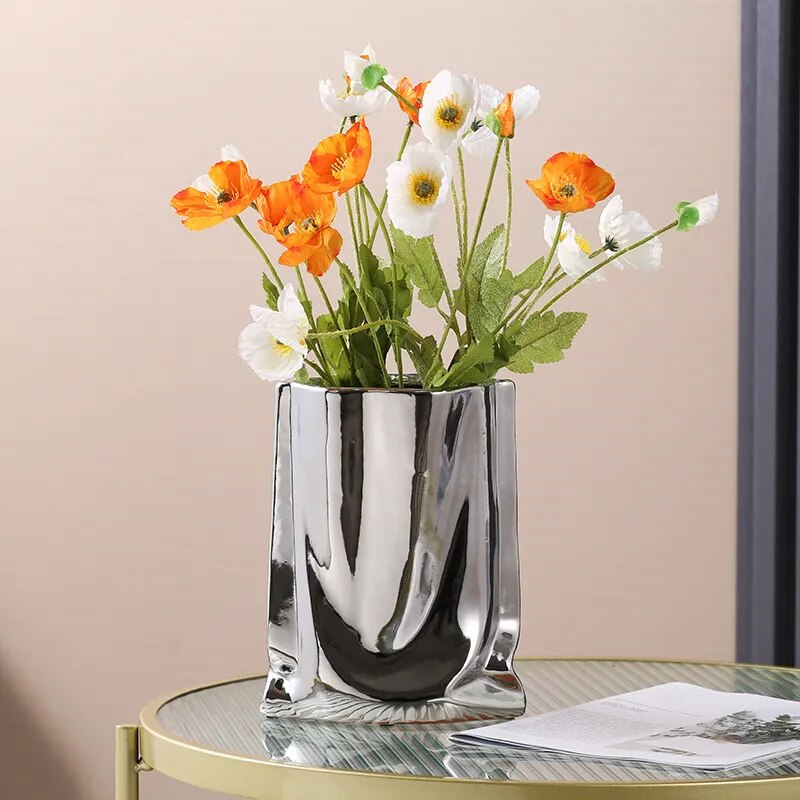 Sophisticated Pleated Ceramic Vase for Stylish Home Decor