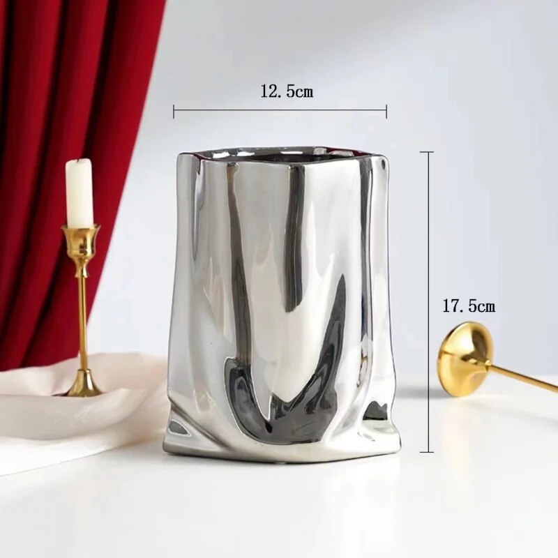 Sophisticated Pleated Ceramic Vase for Stylish Home Decor